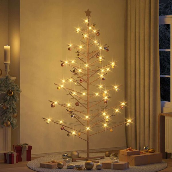 vidaXL Holz Weihnachtsbaum mit St&auml;nder Braun 210 cm Massivholz Kiefer