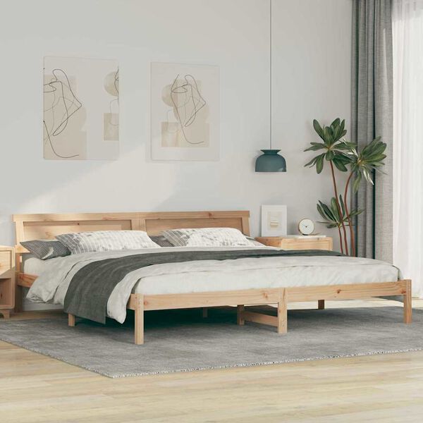 vidaXL Bettrahmen mit Kopfteil Braun 180 x 200 cm Massives Kiefernholz