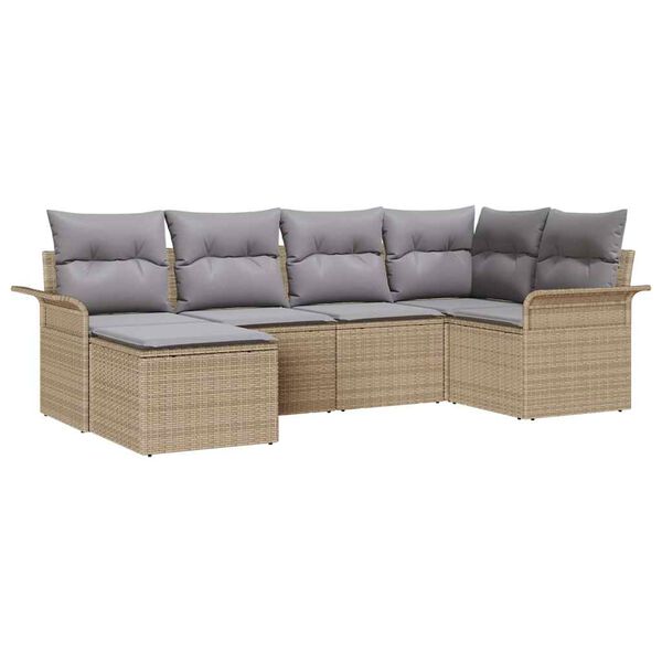 vidaXL Gartensofa-set mit Speicher 6 pcs Beige Poly-Rattan
