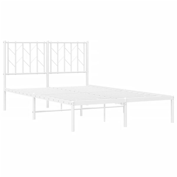 vidaXL Bettgestell mit Kopfteil Metall Wei&szlig; 120x190 cm