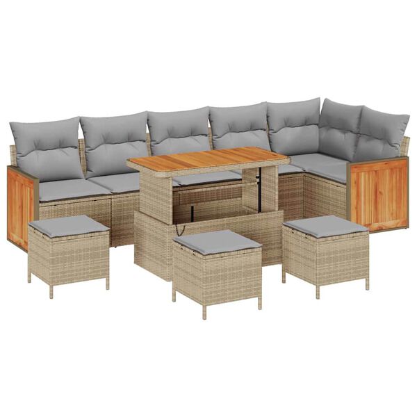 vidaXL Gartensofa-set mit Kissen 12 pcs Beige und Hellgrau Poly-Rattan