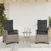 vidaXL 3-tlg. Bistro-Set mit Kissen Grau Poly Rattan