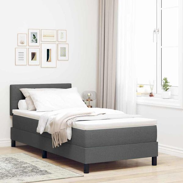 vidaXL Boxspringbett mit Matratze Dunkelgrau 100 x 200 cm Stoff