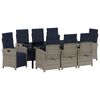 vidaXL Garten Essgruppe mit Kissen 9 pcs Grau Poly-Rattan