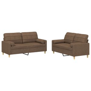 vidaXL 2-tlg. Sofagarnitur mit Kissen Braun Stoff