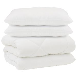 vidaXL Decke mit Kissen 3 pcs Wei&szlig; Mikrofaser und Daunenfedern