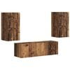 vidaXL TV-Wandregal-Set 4 Stk. Altholz Holzwerkstoff