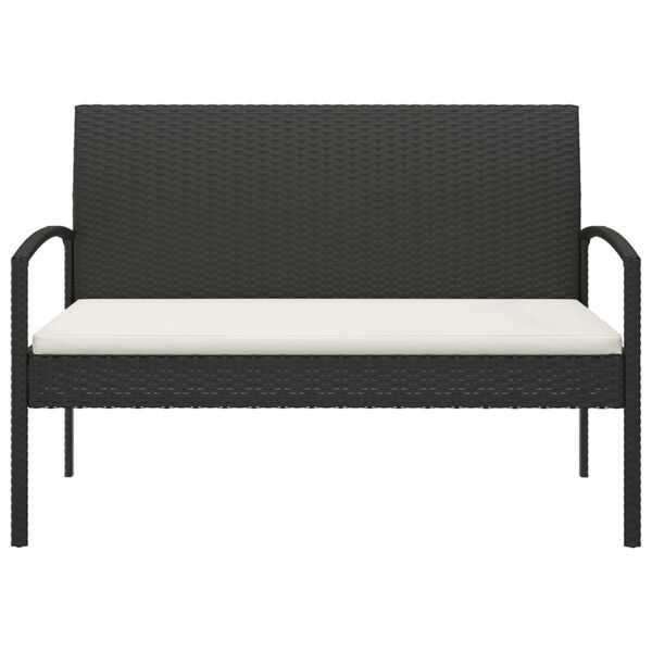 vidaXL Gartenbank mit Kissen Schwarz 105 cm Poly Rattan