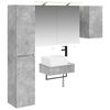 vidaXL Badezimmerm&ouml;bel-Set 5 stk. Betongrau Ingenieurholz und Glas