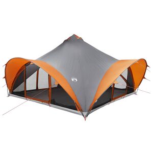 vidaXL Tipi Zelt Grau und Orange 18-Personen Polyester und Stahl