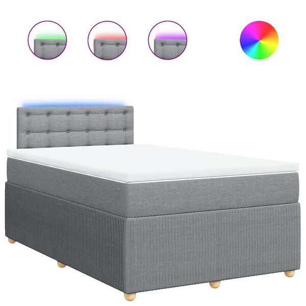 vidaXL Boxspringbett mit Matratze Hellgrau 120x200 cm Stoff