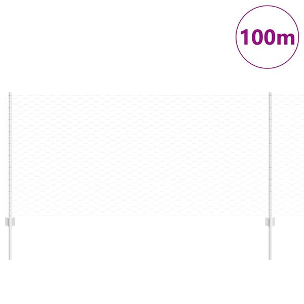 vidaXL Zaun mit Pfosten Silber 1 x 100 m Stahl