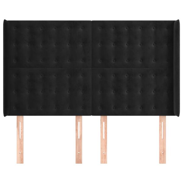 vidaXL Kopfteil mit Ohren Schwarz 147x16x118/128 cm Samt