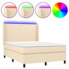 vidaXL Boxspringbett mit Matratze & LED Creme 140x190 cm Stoff