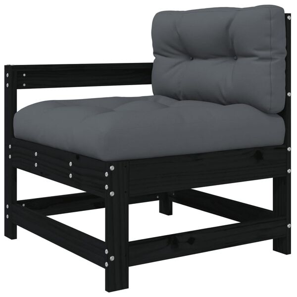 vidaXL 8-tlg. Garten-Lounge-Set mit Kissen Schwarz Massivholz
