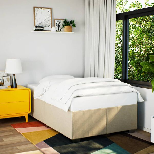 vidaXL Bettgestell ohne Matratze Creme 120x190 cm Stoff