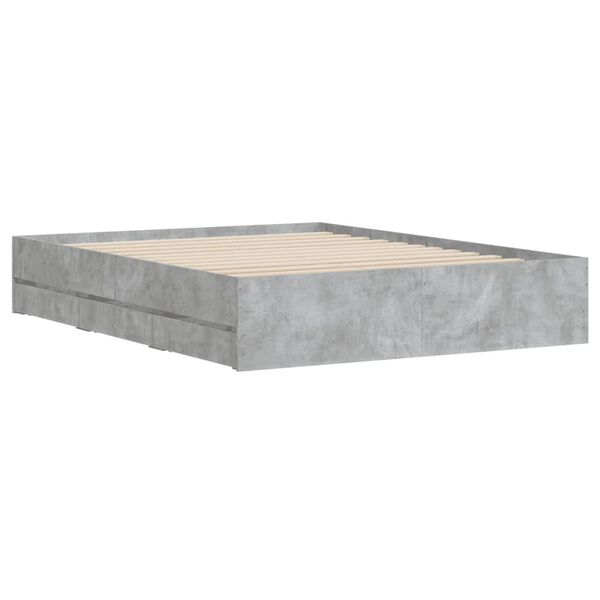 vidaXL Bettgestell mit Schubladen Betongrau 150x200 cm Holzwerkstoff