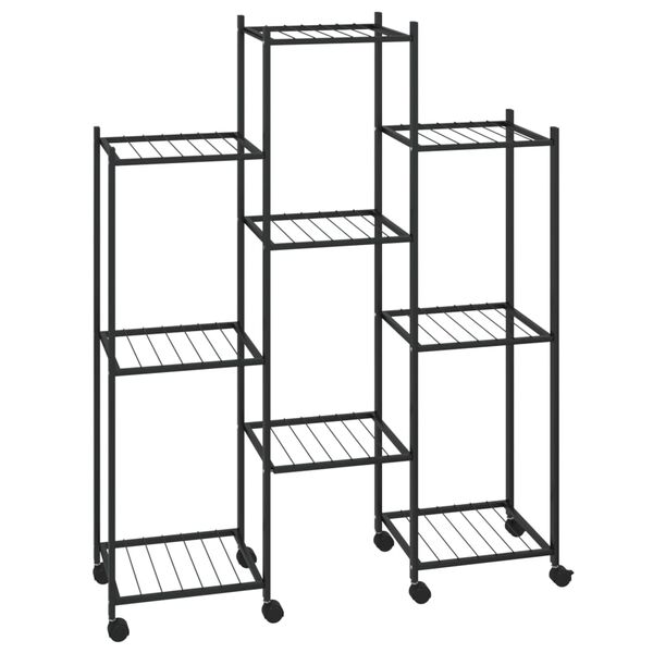 vidaXL Blumenständer mit Rollen 83x25x103,5 cm Schwarz Eisen