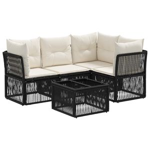 vidaXL Gartensofa-set 5 Stk. Schwarz Poly-Rattan