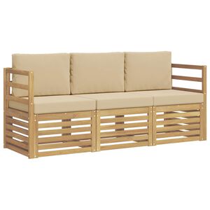 vidaXL Sofagarnituren 3 stk. Wei&szlig; und Beige Polyester