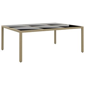 vidaXL Gartentisch 200x150x75 cm Hartglas und Poly Rattan Beige