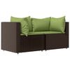 vidaXL 3-tlg. Garten-Lounge-Set mit Kissen Braun Poly Rattan