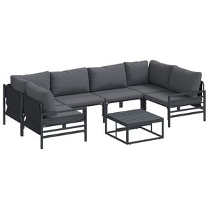 vidaXL Gartensofa-set 7 Stk. Schwarz Stahl