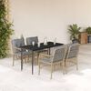 vidaXL 5-tlg. Garten-Essgruppe mit Kissen Beigemischung Poly Rattan