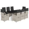 vidaXL 9-tlg. Garten-Essgruppe mit Kissen Hellgrau Poly Rattan