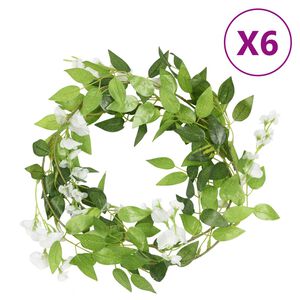 vidaXL Blumengirlanden Blumen 6 Stk. Wei&szlig; 200 cm
