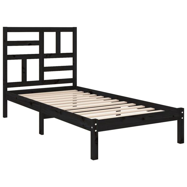 vidaXL Massivholzbett ohne Matratze Schwarz 75x190 cm