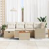 vidaXL Garten-Sofa-Set mit Kissen mit Speicher 7 pcs Beige Poly Rattan