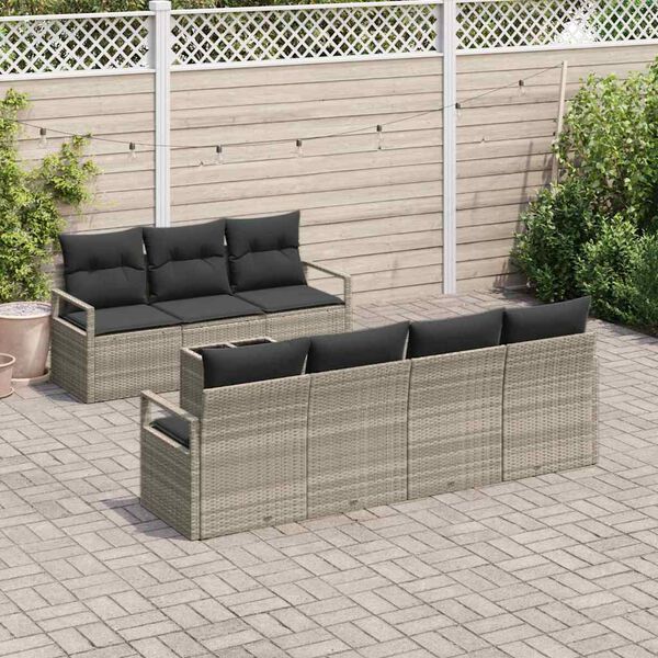 vidaXL Gartensofa-set 8 pcs Hellgrau und Dunkelgrau Poly-Rattan