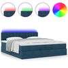 vidaXL Ottoman-Bett mit Matratze & LEDs Dunkelblau 180x200 cm Samt