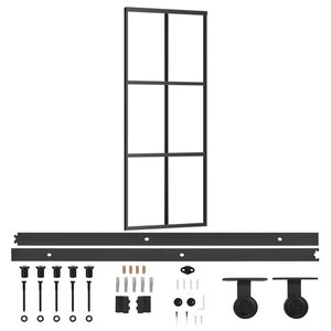 vidaXL Schiebet&uuml;r mit Beschlag ESG-Glas & Aluminium 76x205 cm
