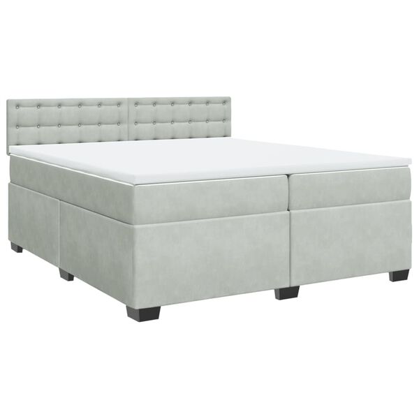 vidaXL Boxspringbett mit Matratze Hellgrau 200x200 cm Samt