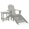 vidaXL Adirondack-Gartenstuhl mit Fu&szlig;st&uuml;tze & Tisch Tannenholz Grau