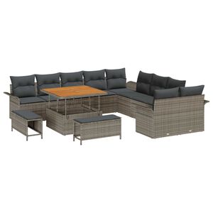 vidaXL Garten-Sofa-Set 13 pcs Grau Poly-Rattan