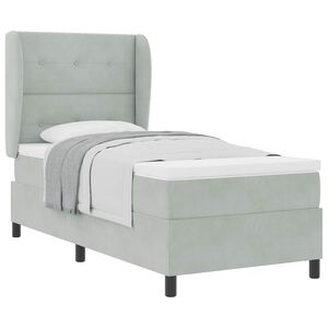 vidaXL Boxspringbett mit Matratze Hellgrau 200 x 80 cm Polyester