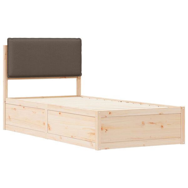 vidaXL Bettgestell mit gepolstertem Kopfteil Taupe 75 x 190 cm