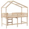 vidaXL Hochbett mit Leiter und Dach 90x190 cm Massivholz Kiefer
