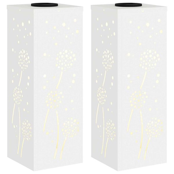 vidaXL Solar LED Weg Licht 2 pcs Wei&szlig; Kalt gewalzter Stahl