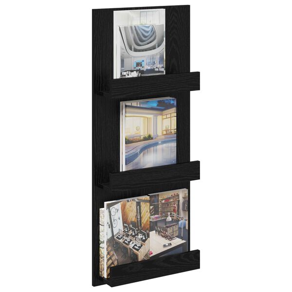 vidaXL Magazinregal mit Regal Schwarz Eichen-Optik 43 x 11 x 102 cm