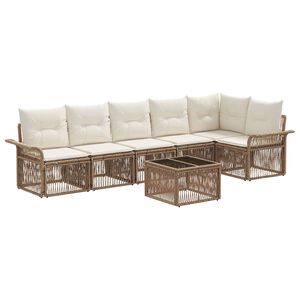 vidaXL Gartensofa-set 7 Stk. Beige Poly-Rattan