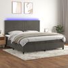vidaXL Boxspringbett mit Matratze & LED Dunkelgrau 200x200 cm Samt