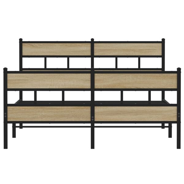 vidaXL Metallbett ohne Matratze Sonoma-Eiche 135x190 cm