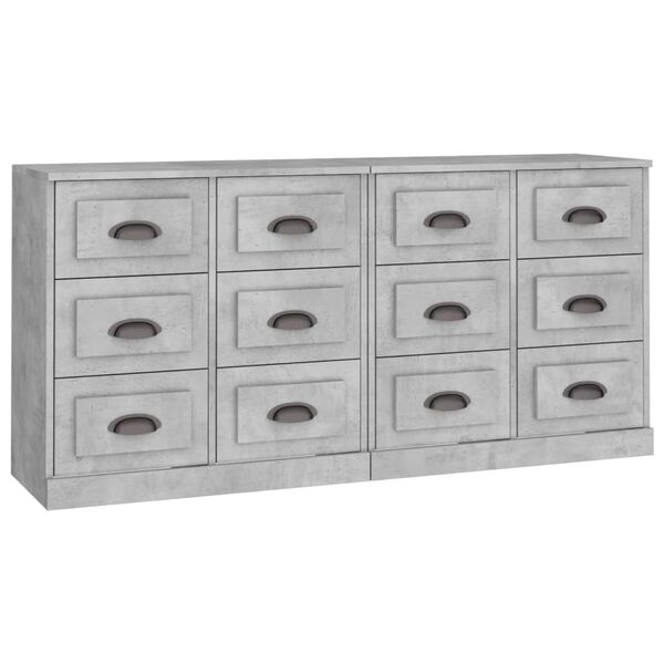 vidaXL Sideboards 2 Stk. Betongrau Holzwerkstoff