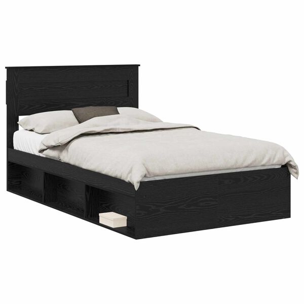 vidaXL Bettrahmen Schwarz 120 x 190 cm Massives Kiefernholz
