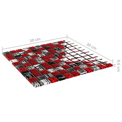 vidaXL Mosaikfliesen 11 Stk. Schwarz Rot 30x30 cm Glas