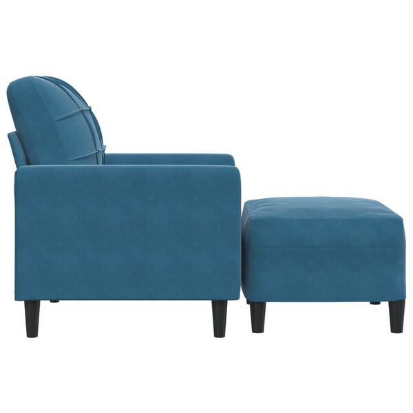 vidaXL Sessel mit Hocker Blau 60 cm Samt